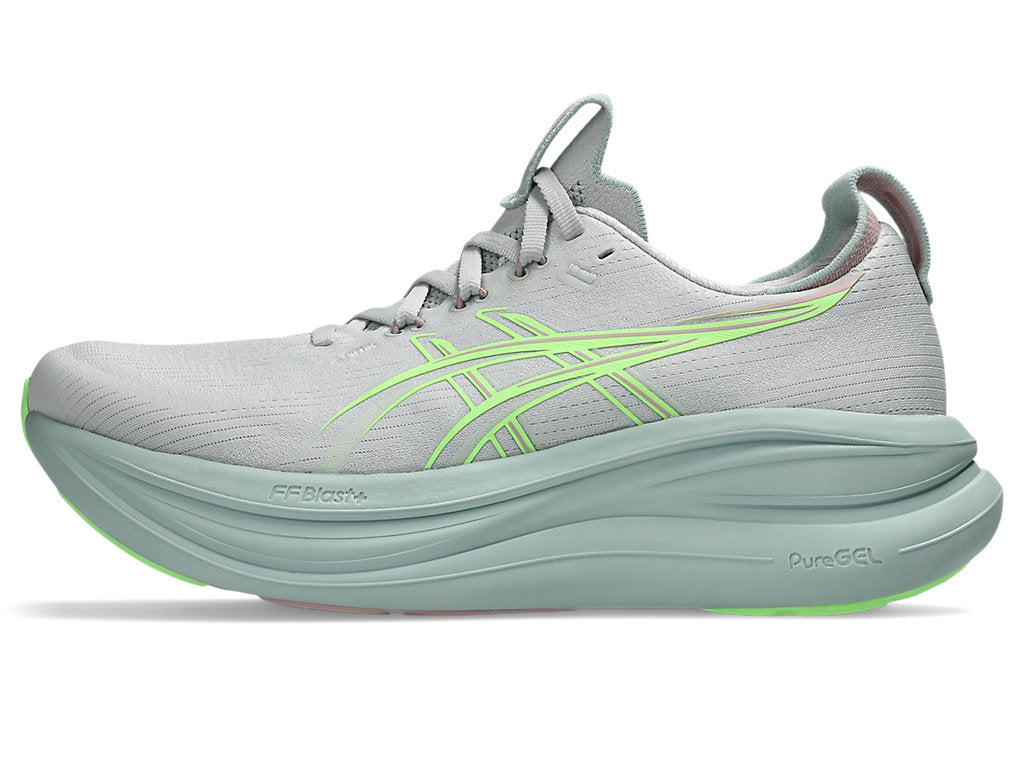 W ASICS Gel-Nimbus 28 Cloud Grey/Illuminate Green