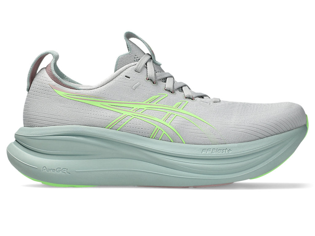 W ASICS Gel-Nimbus 28 Cloud Grey/Illuminate Green
